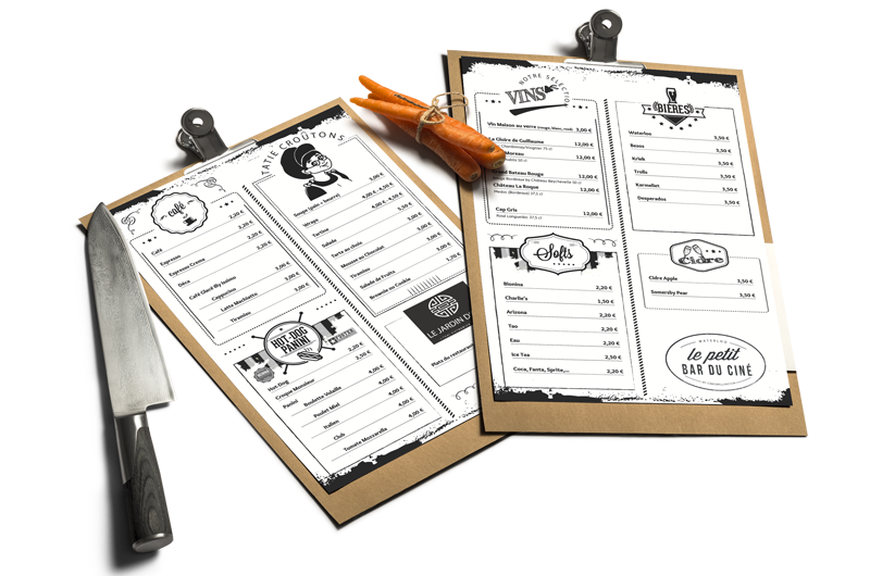 Menu pour le petit Bar